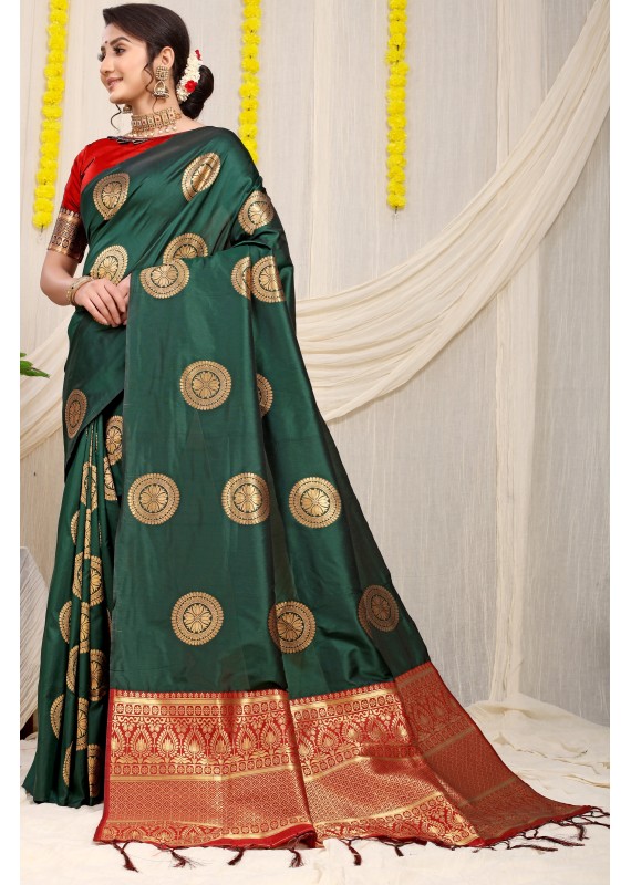 Radiant Black Soft Banarasi Silk Saree With Girlish Blouse Piece