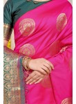 Evocative Pink Soft Banarasi Silk Saree With Admirable Blouse Piece