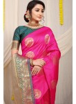 Evocative Pink Soft Banarasi Silk Saree With Admirable Blouse Piece