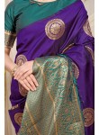 Luxuriant Purple Soft Banarasi Silk Saree With Splendorous Blouse Piece