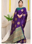 Luxuriant Purple Soft Banarasi Silk Saree With Splendorous Blouse Piece