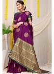 Marvellous Wine Soft Banarasi Silk Saree With Unique Blouse Piece