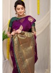 Marvellous Wine Soft Banarasi Silk Saree With Unique Blouse Piece