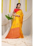 Improbable Yellow Soft Banarasi Silk Saree With Exuberant Blouse Piece