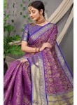 Quintessential Purple Soft Banarasi Silk Saree With Nemesis Blouse Piece