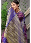 Quintessential Purple Soft Banarasi Silk Saree With Nemesis Blouse Piece