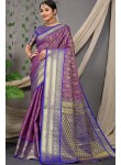 Quintessential Purple Soft Banarasi Silk Saree With Nemesis Blouse Piece