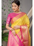 Admirable Yellow Soft Silk Saree With Angelic Blouse Piece