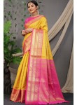 Admirable Yellow Soft Silk Saree With Angelic Blouse Piece