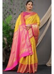 Admirable Yellow Soft Silk Saree With Angelic Blouse Piece