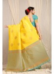 Radiant Yellow Soft Banarasi Silk Saree With Girlish Blouse Piece