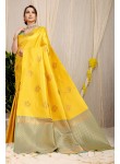 Radiant Yellow Soft Banarasi Silk Saree With Girlish Blouse Piece