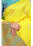 Marvellous Yellow Soft Banarasi Silk Saree With Unique Blouse Piece