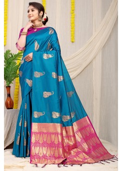 Lassitude Morpinch Soft Banarasi Silk Saree With Lissome Blouse Piece