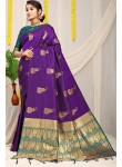 Tremendous Purple Soft Banarasi Silk Saree With Incomparable Blouse Piece