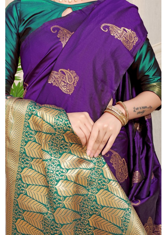 Tremendous Purple Soft Banarasi Silk Saree With Incomparable Blouse Piece