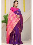 Divine Purple Soft Banarasi Silk Saree With Bewitching Blouse Piece