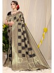 Radiant Black Soft Banarasi Silk Saree With Girlish Blouse Piece