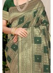 Scintilla Green Soft Banarasi Silk Saree With Palimpsest Blouse Piece