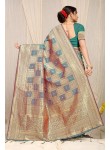 Felicitous Grey Soft Banarasi Silk Saree With Enchanting Blouse Piece