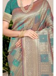 Felicitous Grey Soft Banarasi Silk Saree With Enchanting Blouse Piece