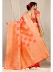 Evocative Orange Soft Banarasi Silk Saree With Admirable Blouse Piece